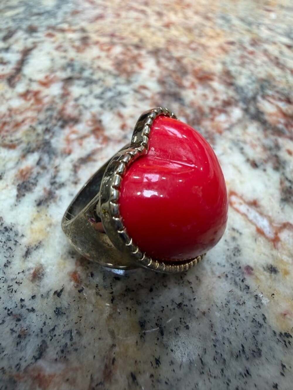 Vintage Style Red Heart Cocktail Ring